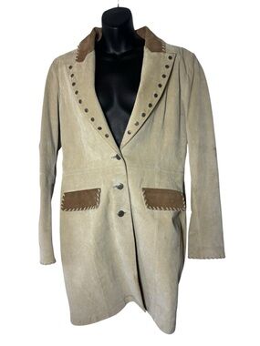 Margaret‎ Godfrey women’s 12 vintage leather suede western long jacket